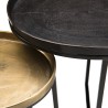Set de 2 tables d'appoint ovales JOHAN - Aluminium doré et noir
