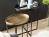 JOHAN - Set of 2 Oval Side Tables Gold and Black Aluminum - Black Metal Legs