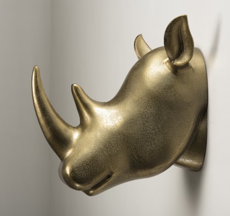 JOHAN - Golden Aluminum Rhinoceros Sculpture | Unique Wall Decoration