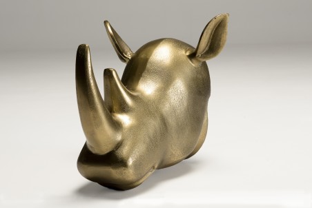 JOHAN - Golden Aluminum Rhinoceros Sculpture | Unique Wall Decoration