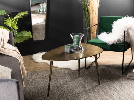 Table basse goutte d'eau JOHAN - Aluminium doré