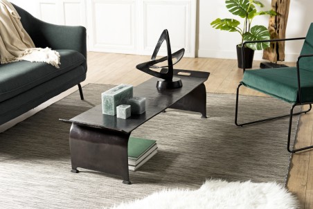 JOHAN Rectangular Black Aluminum Coffee Table 134x40cm