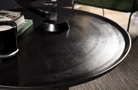 Table basse ronde JOHAN en aluminium noir 100x100cm