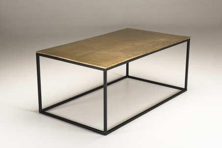 Table basse rectangulaire JOHAN 98x57cm doré et noir
