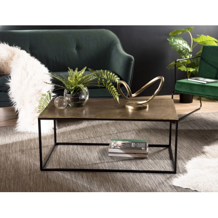 Table basse rectangulaire JOHAN 98x57cm doré et noir