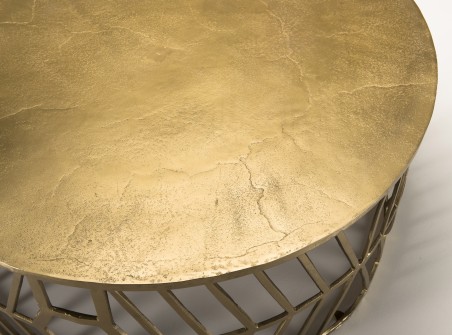 Table basse ronde JOHAN en aluminium doré