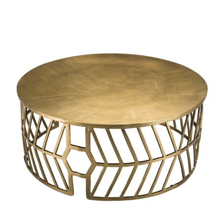 Table basse ronde JOHAN en aluminium doré