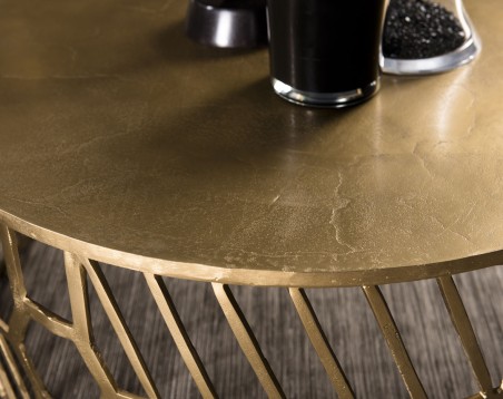 JOHAN Round Coffee Table 89x89cm Gold Aluminum | Graphic Base