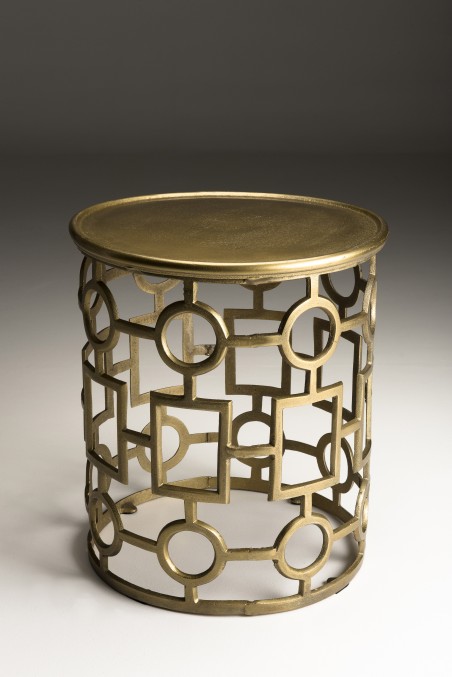 JOHAN Round Side Table 43x43cm - Gold Aluminium with Graphic Base