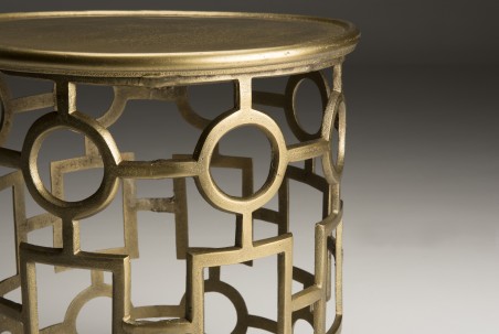 JOHAN Round Side Table 43x43cm - Gold Aluminium with Graphic Base