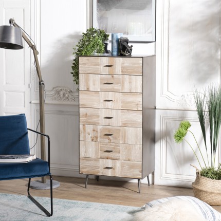 CARLA Chest of Drawers - Vintage Fir Wood and Metal Legs