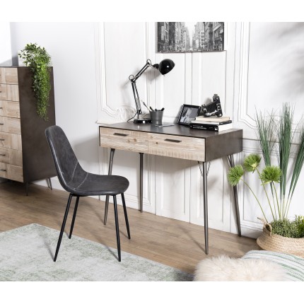Bureau CARLA - Bois Sapin et Métal - 2 Tiroirs