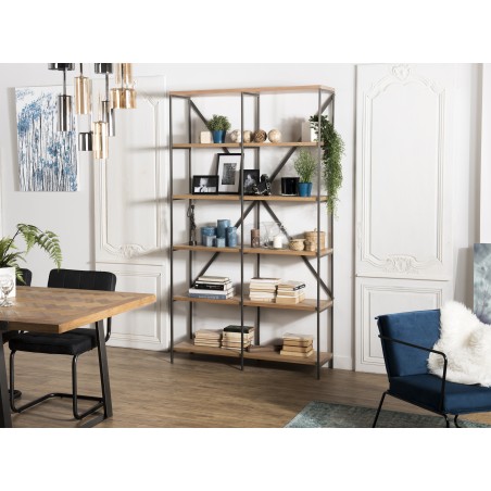CARLA Shelving Unit - Teak and Metal Shelf with 5 Levels