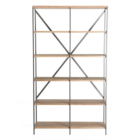 CARLA Shelving Unit - Teak and Metal Shelf with 5 Levels