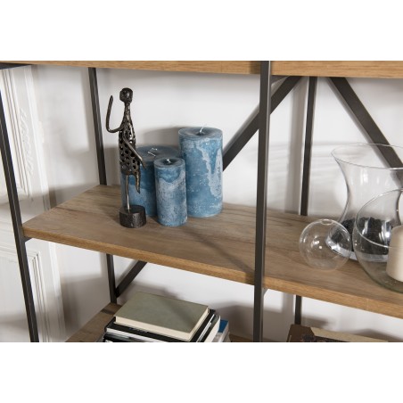 CARLA Shelving Unit - Teak and Metal Shelf with 5 Levels