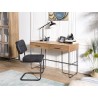 Bureau CARLA - Bois teck et métal noir - 2 tiroirs