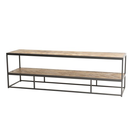 CARLA TV Stand - Teak Wood and Metal - 2 Levels