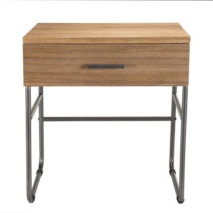 CARLA - Teak Wood Bedside Table with Metal Legs