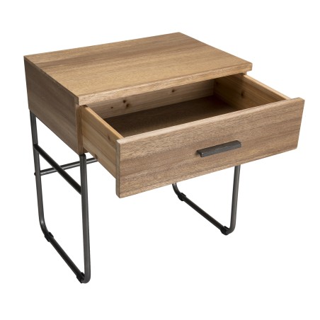 Chevet CARLA - Bois teck et pieds métal