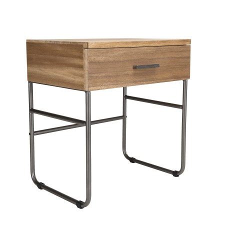 CARLA - Teak Wood Bedside Table with Metal Legs