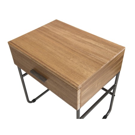 CARLA - Teak Wood Bedside Table with Metal Legs