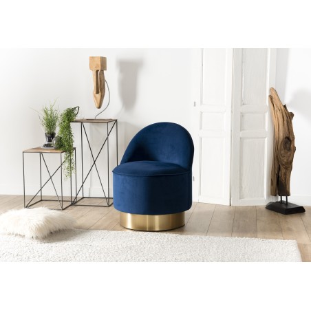 Fauteuil AGATHE en tissu velours bleu marine