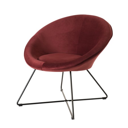 AGATHE Bordeaux Velvet Armchair - Cosy Round Design