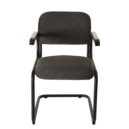 AGATHE Velvet Fabric Armchair with Wooden Armrests