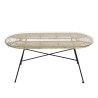 CAMILLE - Natural Rattan and Black Metal Coffee Table 100x45cm