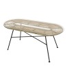 CAMILLE - Natural Rattan and Black Metal Coffee Table 100x45cm