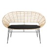CAMILLE - NEWPORT Natural Rattan 2-Seater Sofa with Black Cushion