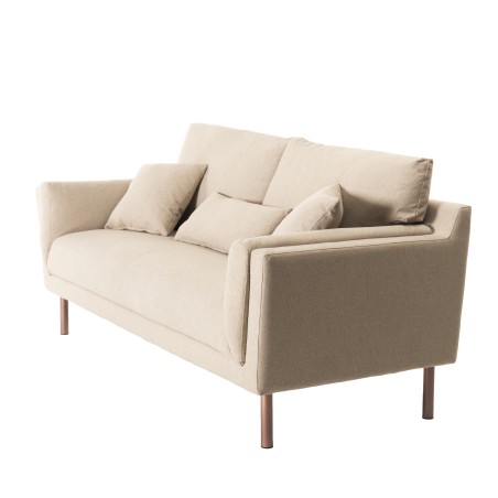 NELSON - PARIS 3-Seater Sofa Beige Fabric Wooden Legs