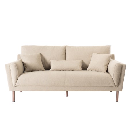 NELSON - PARIS 3-Seater Sofa Beige Fabric Wooden Legs