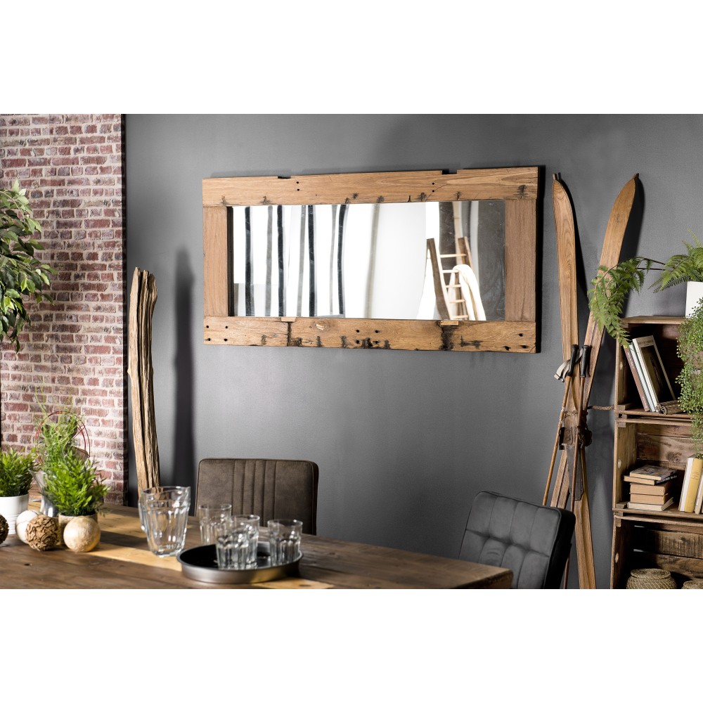 NORA Rectangular Mirror 80x170cm Recycled Wood - Brocante Style