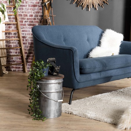 Tabouret rond NORA - Bois recyclé et acier - Brocante