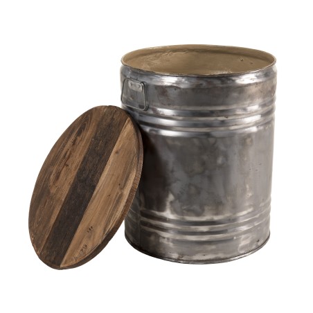 NORA Round Side Table 40x40cm - Vintage Steel and Recycled Wood