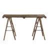NORA - Brown Trestle Console Table 140x38cm - Vintage Brocante Style