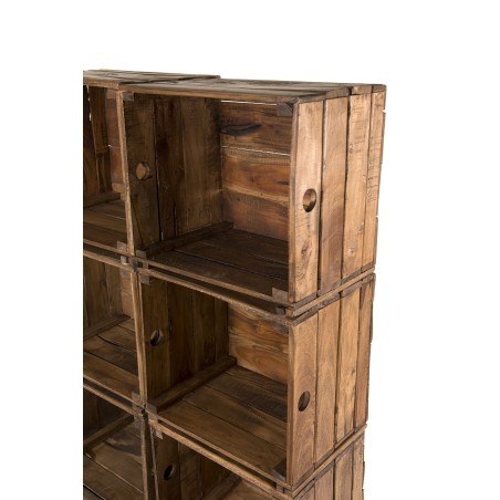 NORA Storage Unit - 6 Brown Wooden Crates - Vintage Spirit
