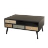 Table basse LEON noire 8 tiroirs marrons motifs Pin