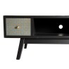 LEON Black TV Stand with 2 Brown Drawers - Pine Motifs