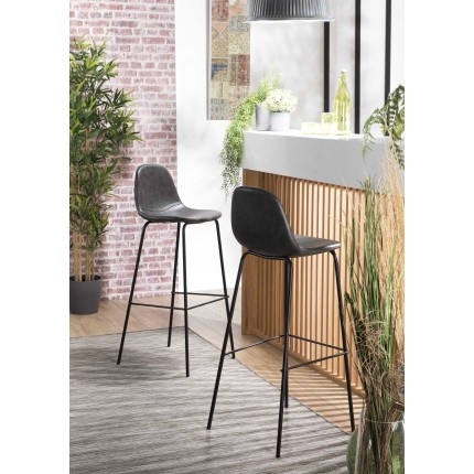 TOM - Set of 2 Black John Bar Stools, Seat Height 80 cm