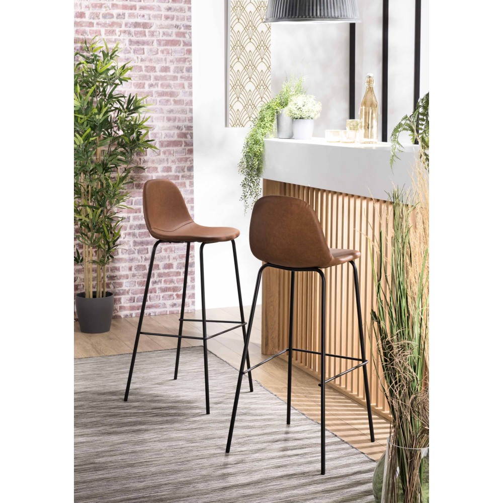 TOM - Set of 2 Brown John Bar Stools, Seat Height 80 cm TOM - Set of 2 Brown John Bar Stools, Seat Height 80 cm