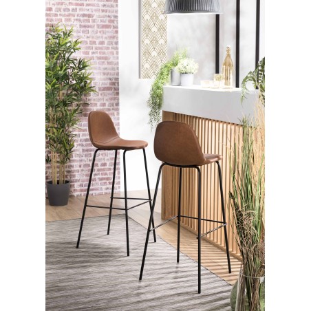 Lot de 2 tabourets de bar John marron 80cm