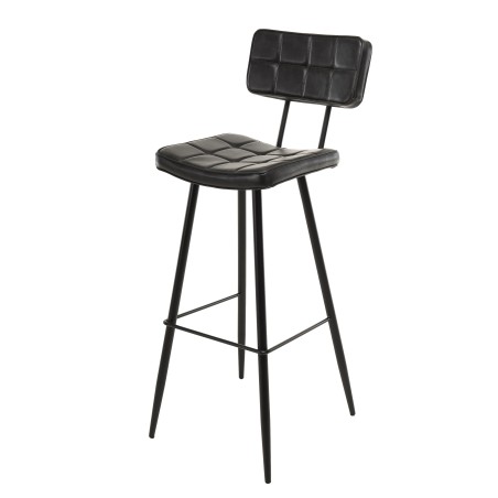 TOM Set of 2 James Bar Stools - Black, Seat Height 80 cm