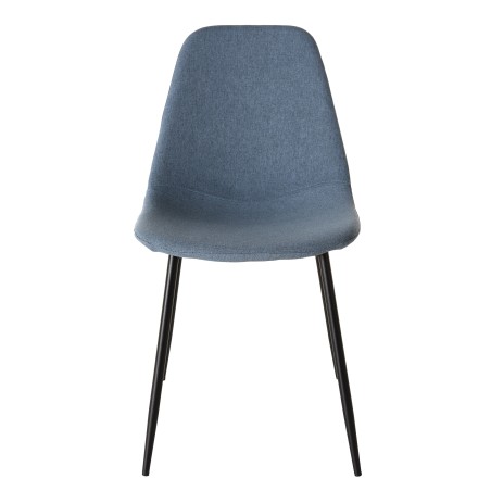TOM - Set of 2 Blue Fabric Chairs with Black Metal Legs