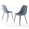 TOM - Set of 2 Blue Fabric Chairs with Black Metal Legs