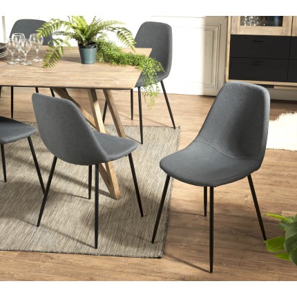 Lot 2 chaises TOM tissu anthracite