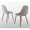 Lot de 2 chaises TOM - Tissu blanc écru - Pieds métal noir
