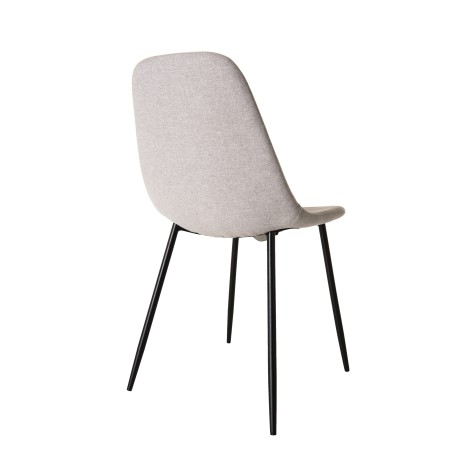 Lot de 2 chaises TOM - Tissu blanc écru - Pieds métal noir