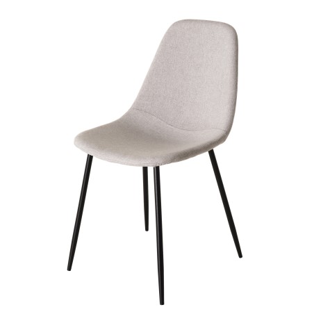 Lot de 2 chaises TOM - Tissu blanc écru - Pieds métal noir
